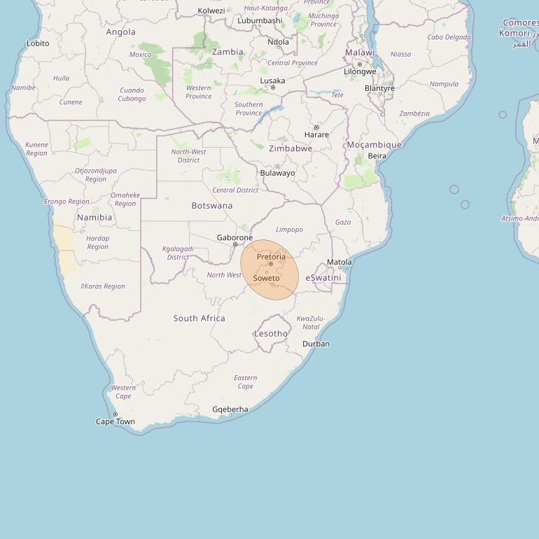 Eutelsat Konnect at 7° E downlink Ka-band AF57 User Spot beam coverage map