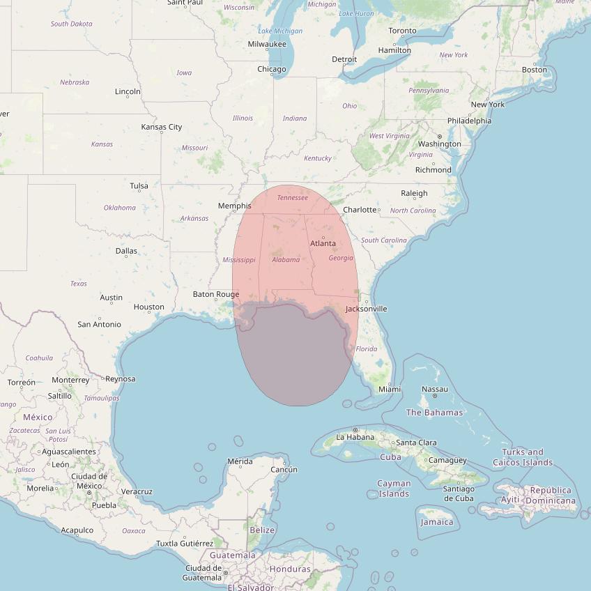 Nuview Bravo at 83&deg; W downlink Ku-band EKU05 User Spot beam coverage map