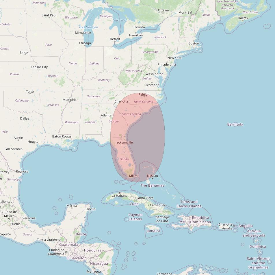 Nuview Bravo at 83&deg; W downlink Ku-band EKU06 User Spot beam coverage map