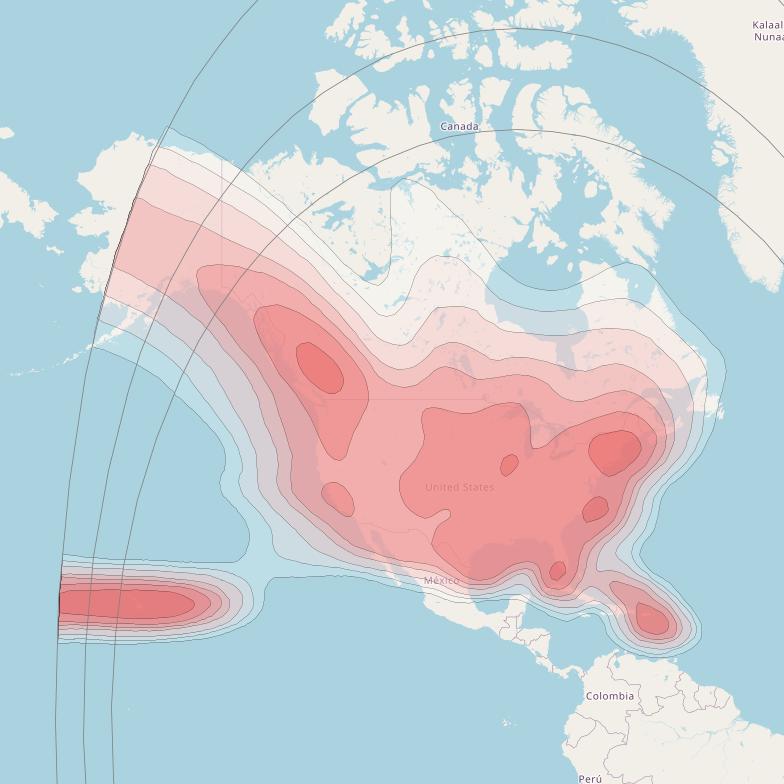 Galaxy 28 at 89° W downlink Ku-band NACC Beam coverage map