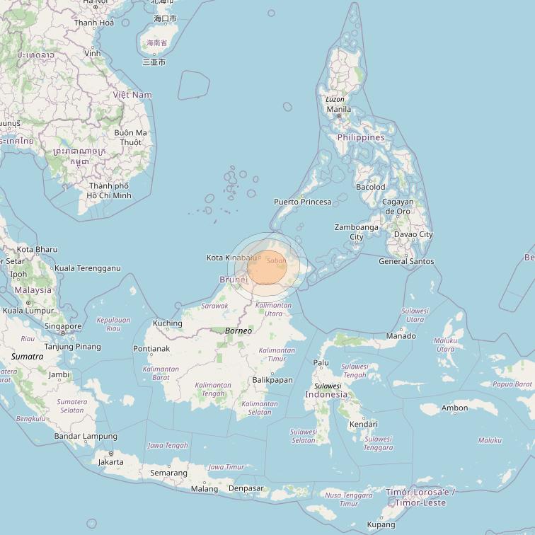 Measat 3D at 91° E downlink Ka-band Spot 07 beam coverage map