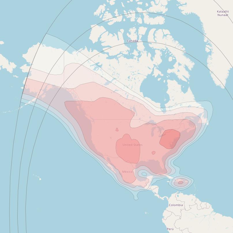 Galaxy 11 at 93° W downlink Ku-band North America beam coverage map