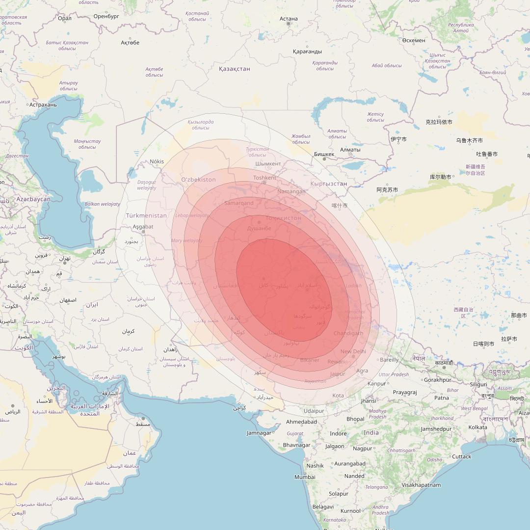 SES 12 at 95° E downlink Ku-band SA01 Spot beam coverage map