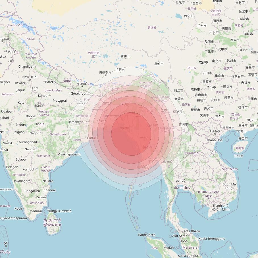 SES 12 at 95° E downlink Ku-band SA08 Spot beam coverage map