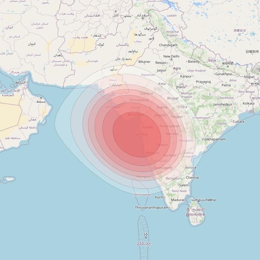 SES 12 at 95° E downlink Ku-band SA09 Spot beam coverage map