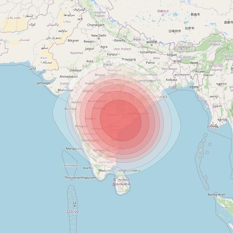 SES 12 at 95° E downlink Ku-band SA10 Spot beam coverage map