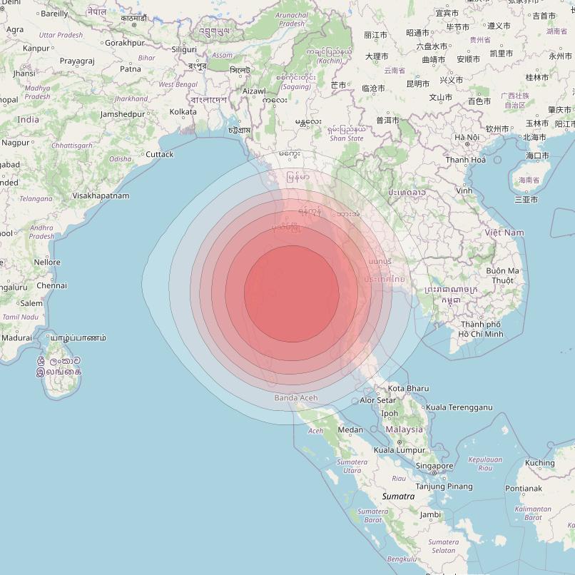 SES 12 at 95° E downlink Ku-band SA11 Spot beam coverage map