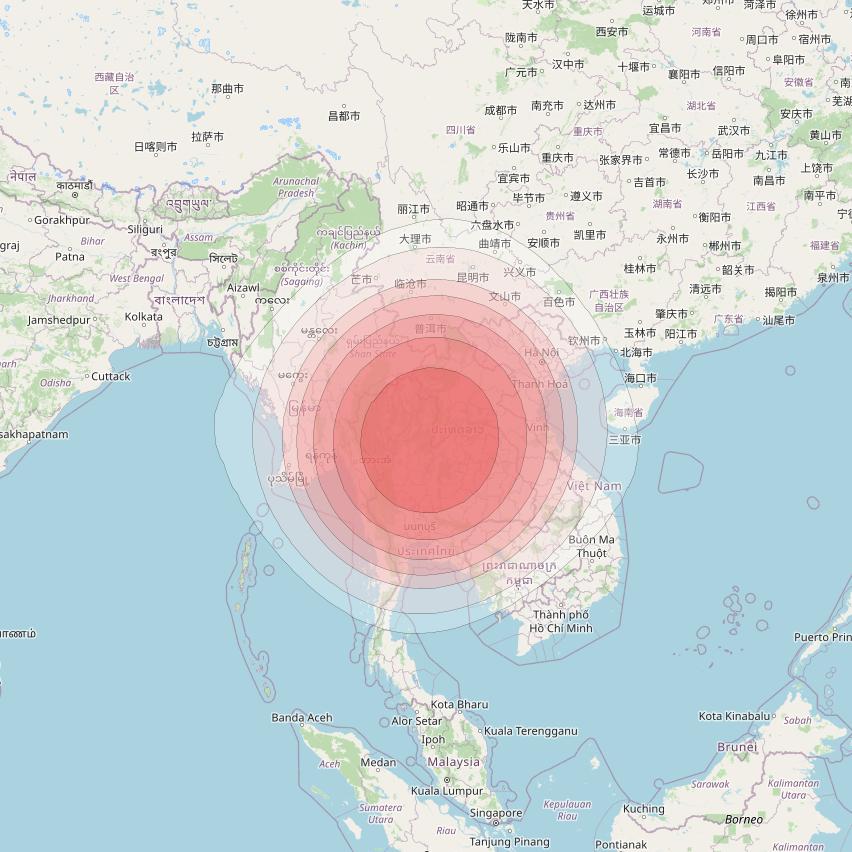 SES 12 at 95° E downlink Ku-band SE01 Spot beam coverage map