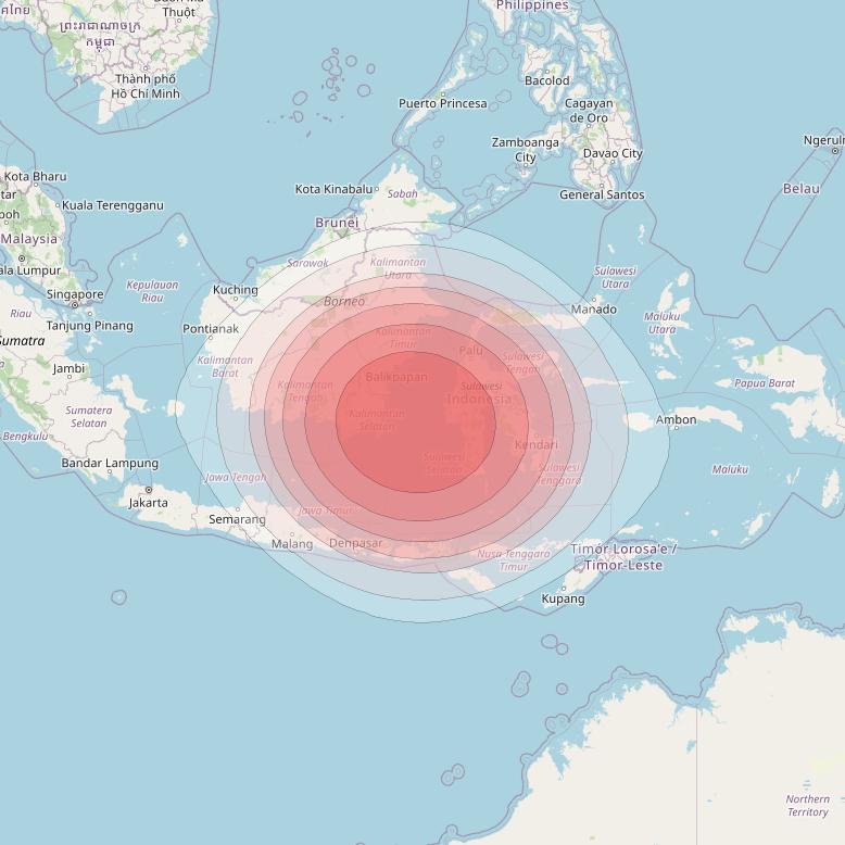 SES 12 at 95° E downlink Ku-band SE12 Spot beam coverage map