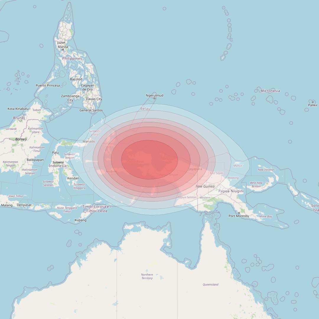 SES 12 at 95° E downlink Ku-band SE13 Spot beam coverage map