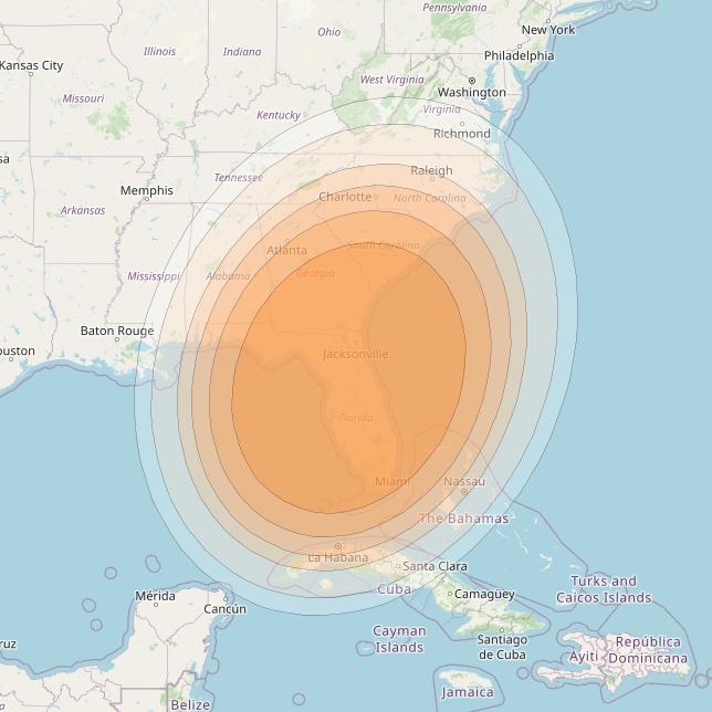 Spaceway 3 at 95° W downlink Ka-band Regional RD17 beam coverage map