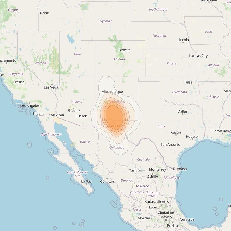 Spaceway 3 at 95° W downlink Ka-band Spot SPD14 beam coverage map