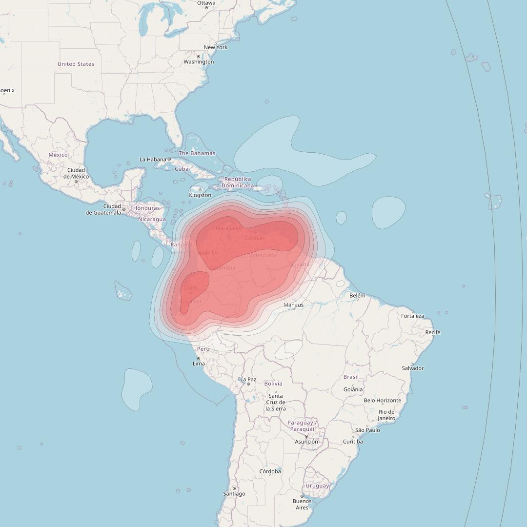 Intelsat 31 at 95° W downlink Ku-band R2LD beam coverage map