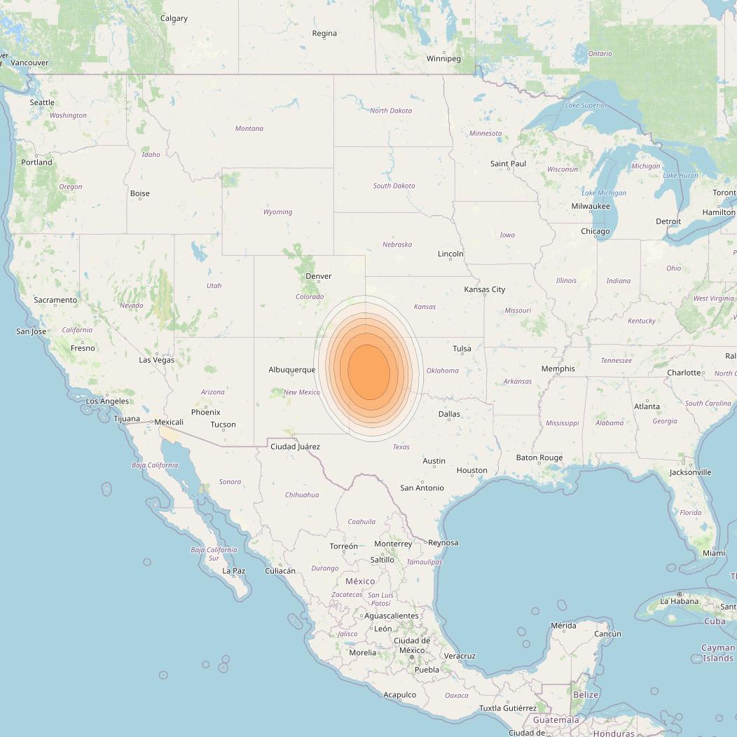 Echostar 19 at 97° W downlink Ka-band G02 Gateway beam coverage map