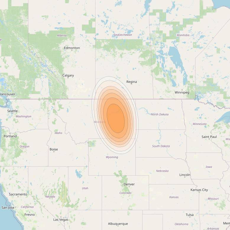 Echostar 19 at 97° W downlink Ka-band U008 User Spot beam coverage map