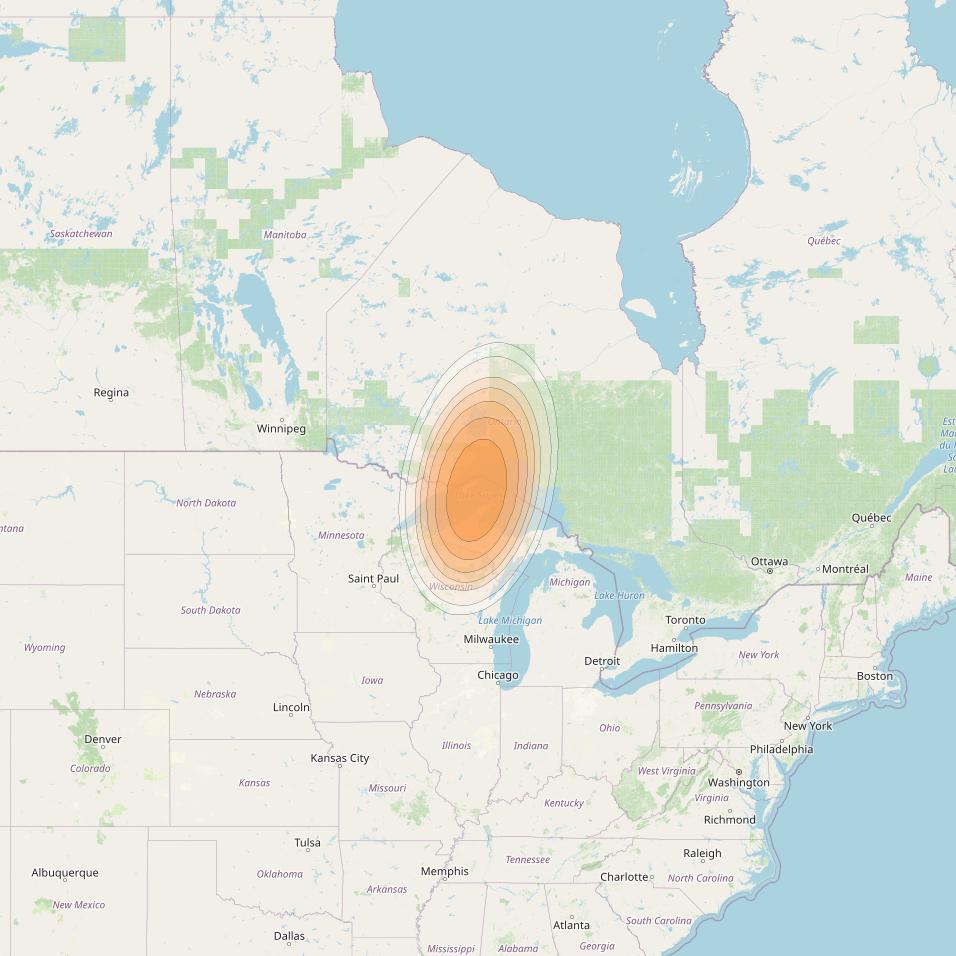 Echostar 19 at 97° W downlink Ka-band U013 User Spot beam coverage map