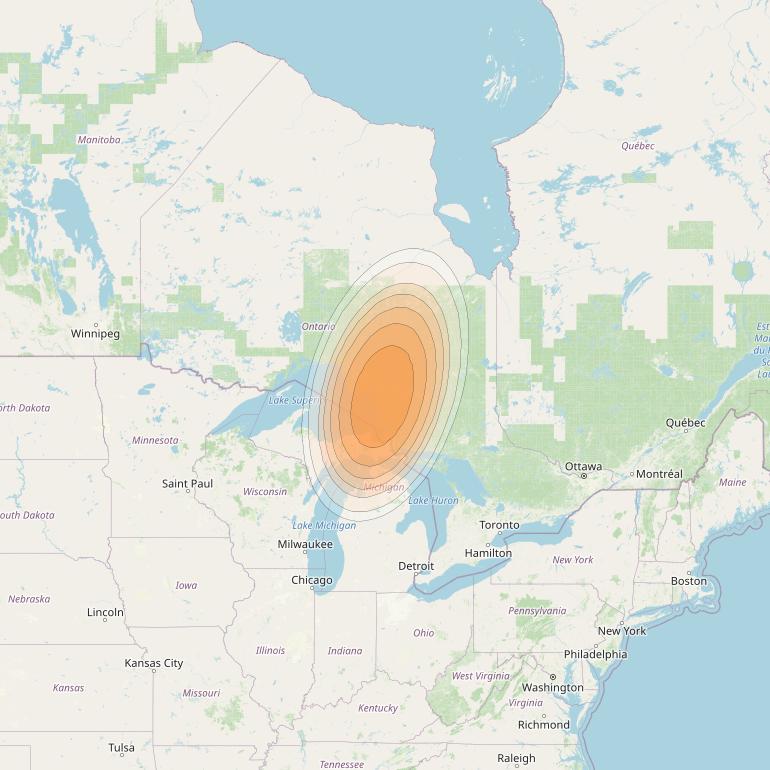 Echostar 19 at 97° W downlink Ka-band U014 User Spot beam coverage map