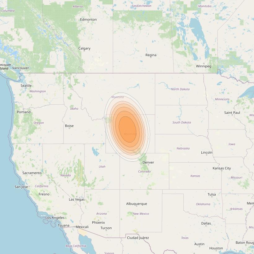 Echostar 19 at 97° W downlink Ka-band U024 User Spot beam coverage map