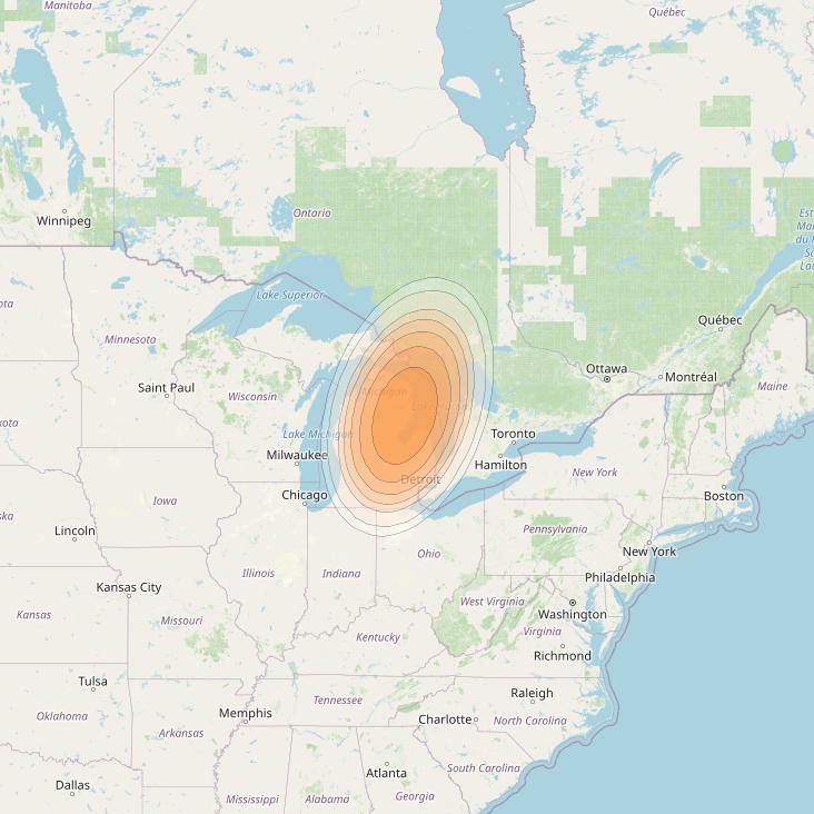 Echostar 19 at 97° W downlink Ka-band U031 User Spot beam coverage map