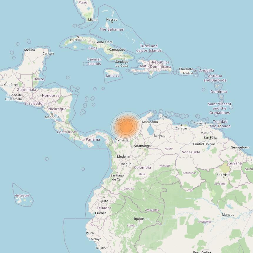 Echostar 19 at 97° W downlink Ka-band U038 User Spot beam coverage map