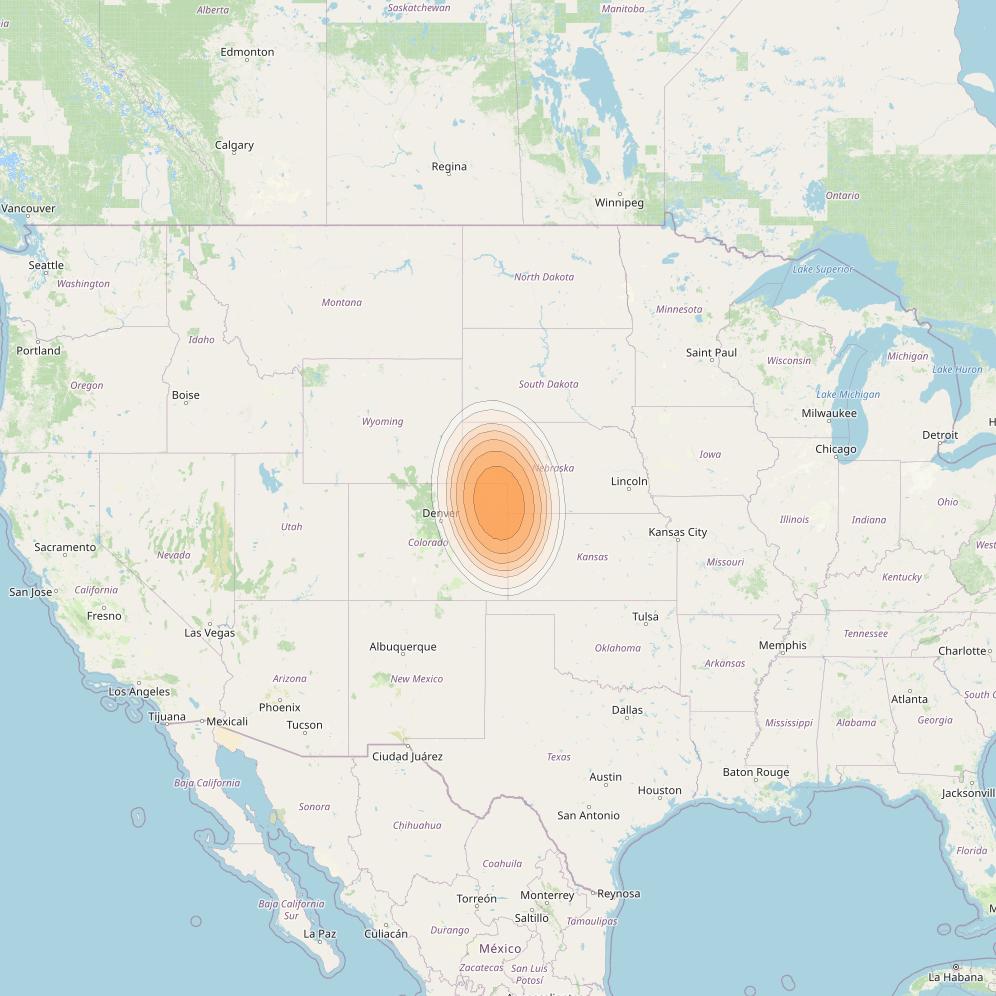 Echostar 19 at 97° W downlink Ka-band U044 User Spot beam coverage map