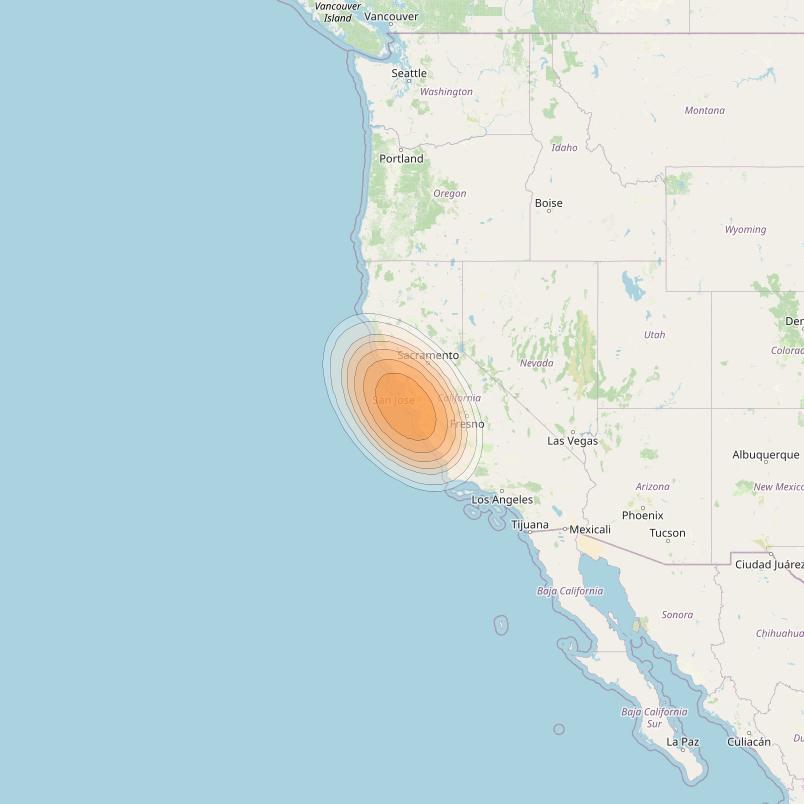 Echostar 19 at 97° W downlink Ka-band U054 User Spot beam coverage map