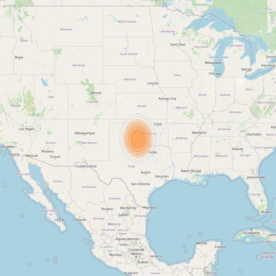 Echostar 19 at 97° W downlink Ka-band U077 User Spot beam coverage map