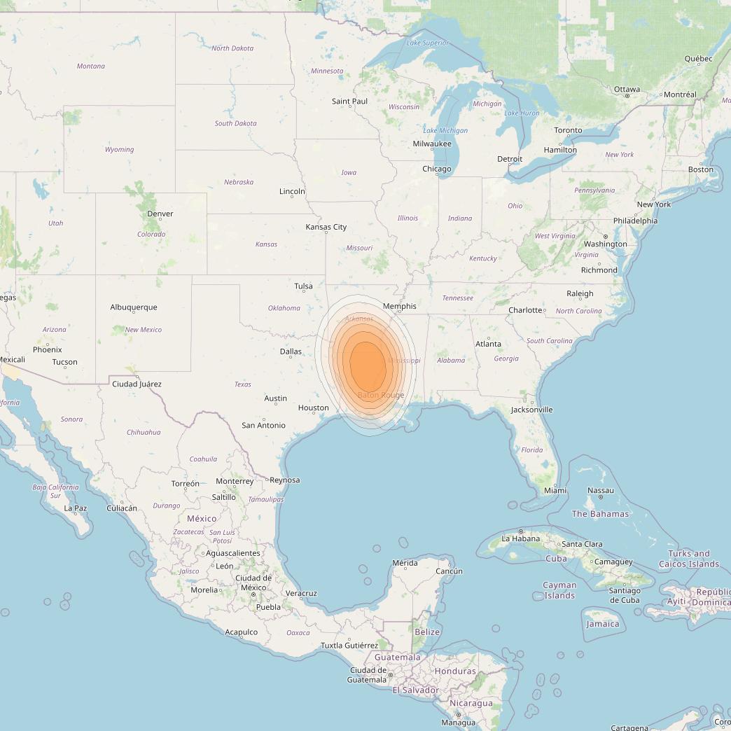 Directv 14 at 99° W downlink Ka-band Spot A15L (Monroe) beam coverage map