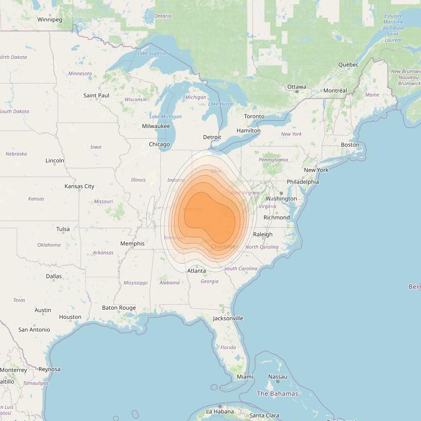 Directv 14 at 99° W downlink Ka-band Spot B07R (Lexington) beam coverage map