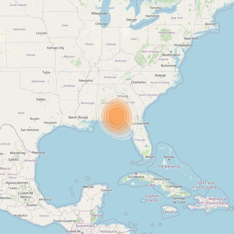 Directv 14 at 99° W downlink Ka-band Spot B08L (Panama City) beam coverage map