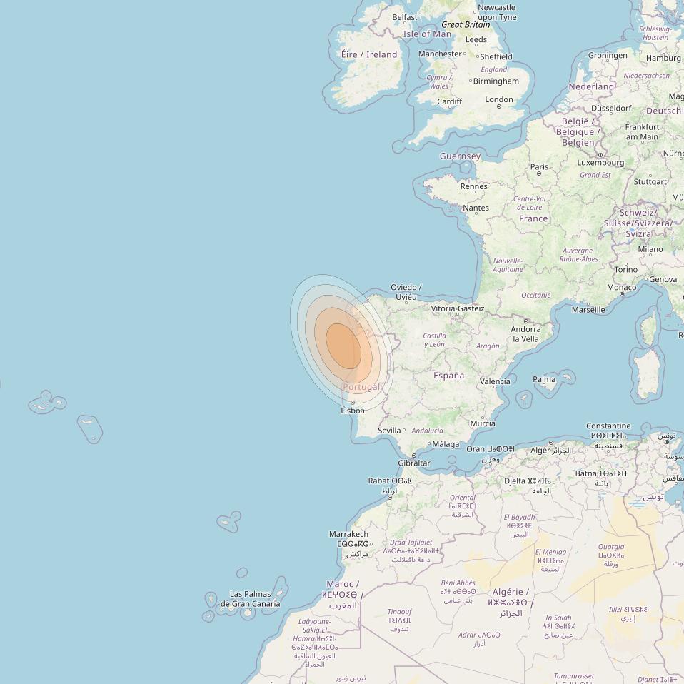 Eutelsat KA-SAT 9A at 9° E downlink Ka-band Spot 06 (GW8) beam coverage map