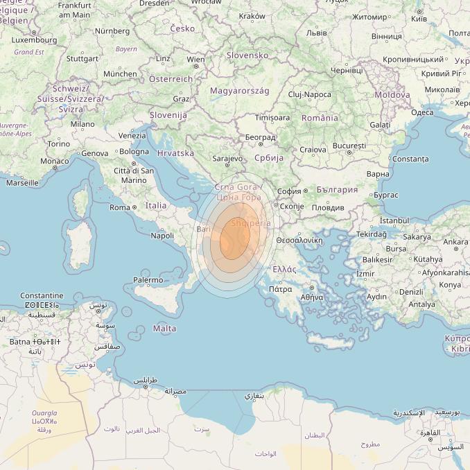 Eutelsat KA-SAT 9A at 9° E downlink Ka-band Spot 28 (GW4) beam coverage map