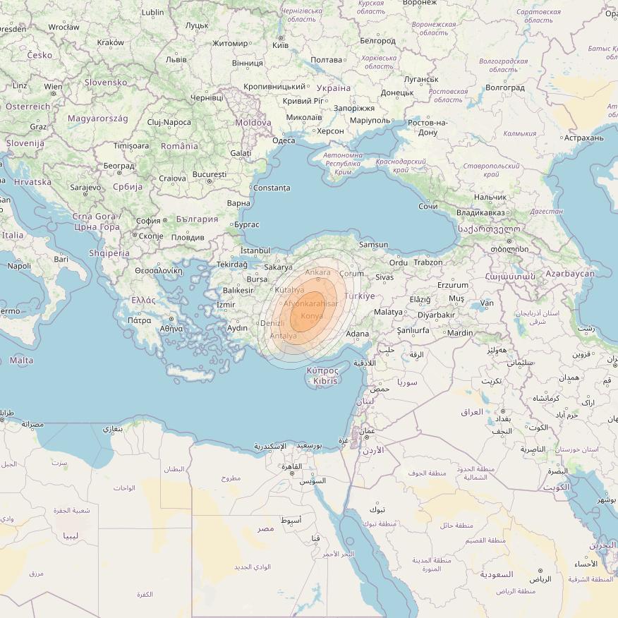 Eutelsat KA-SAT 9A at 9° E downlink Ka-band Spot 47 (GW2) beam coverage map