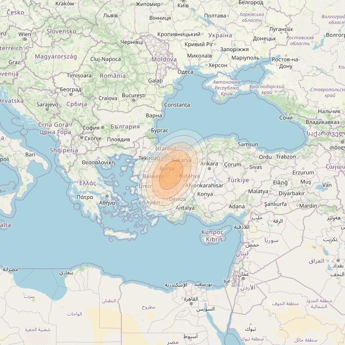 Eutelsat KA-SAT 9A at 9° E downlink Ka-band Spot 48 (GW5) beam coverage map