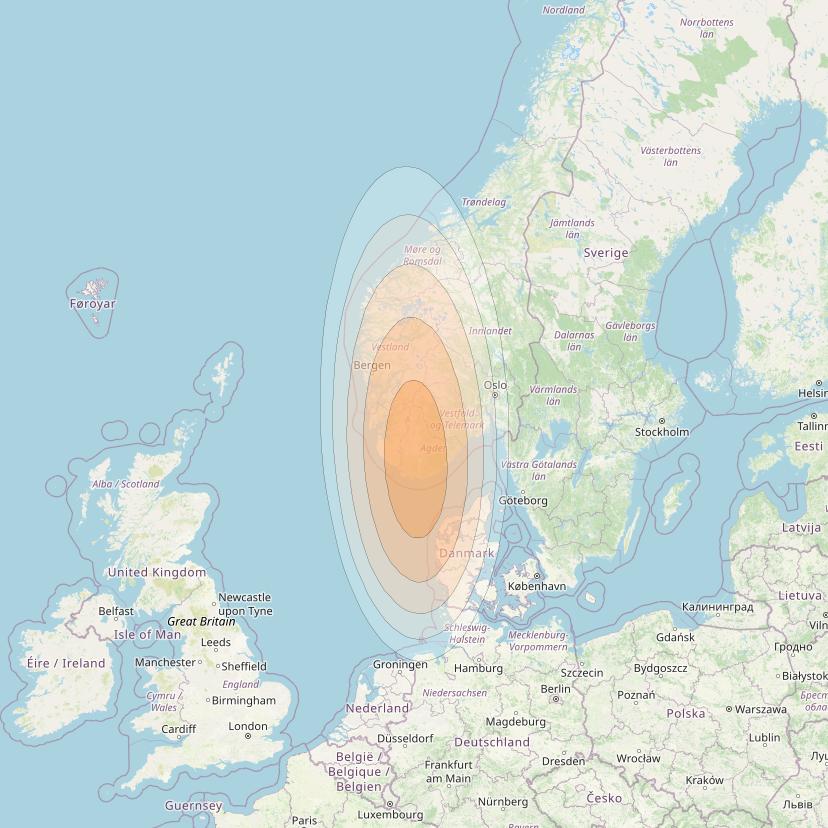 Eutelsat KA-SAT 9A at 9° E downlink Ka-band Spot 56 (GW5) beam coverage map