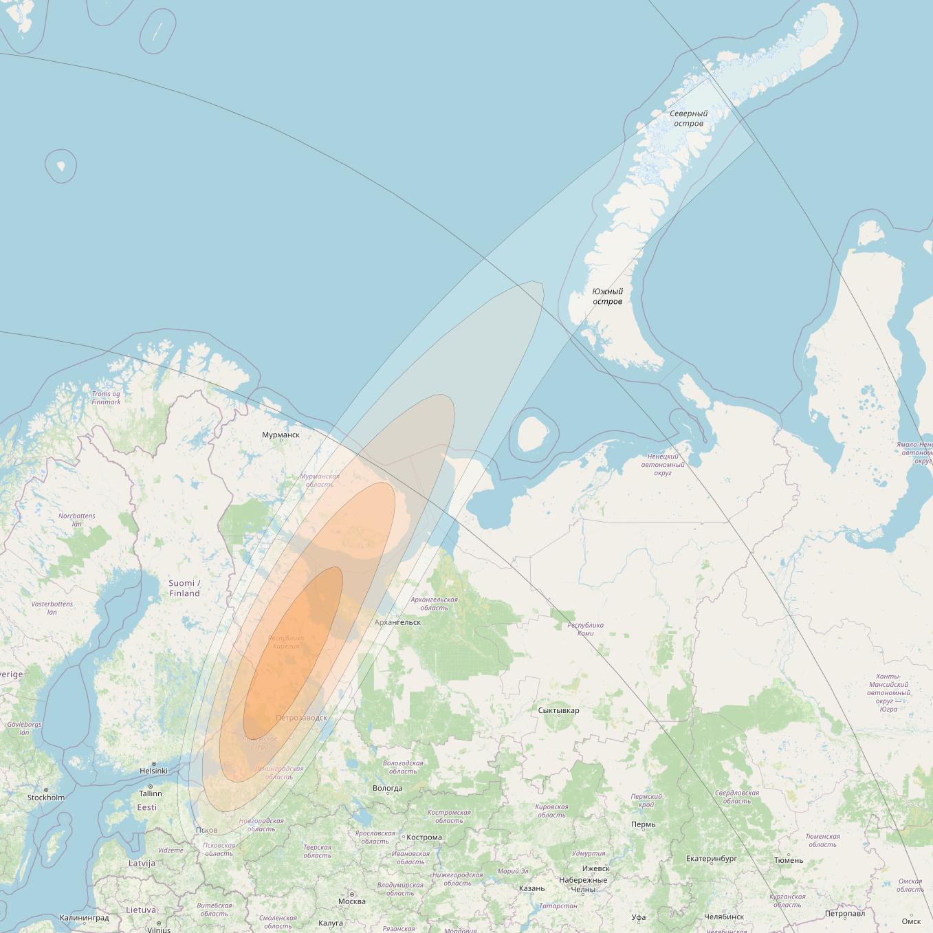 Eutelsat KA-SAT 9A at 9° E downlink Ka-band Spot 75 (GW2) beam coverage map